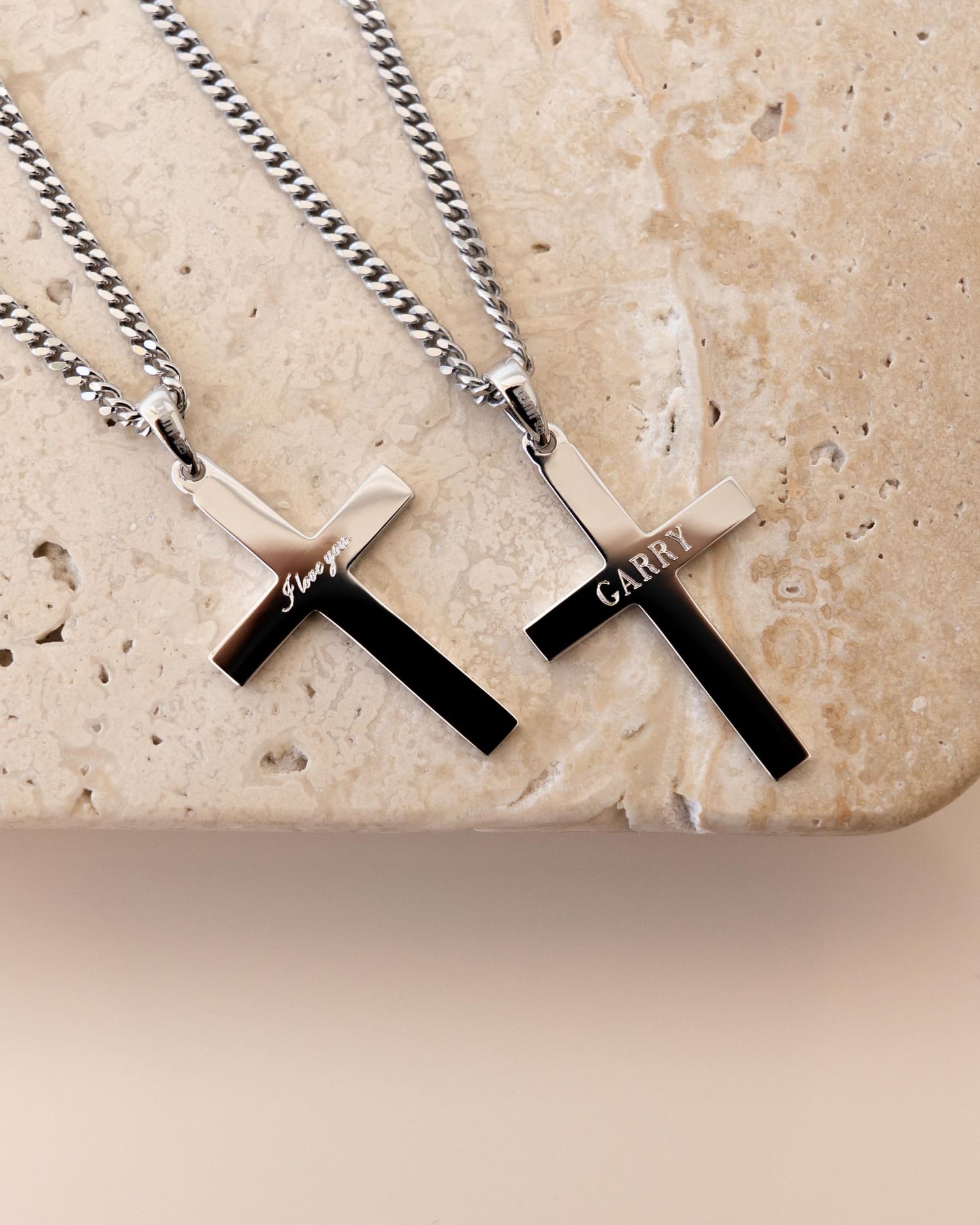 Kruis ketting graveerplaat hanger gepolijst