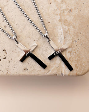 Kruis ketting graveerplaat hanger gepolijst