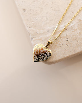 Heart Necklace Engraved Plate Pendant 12mm
