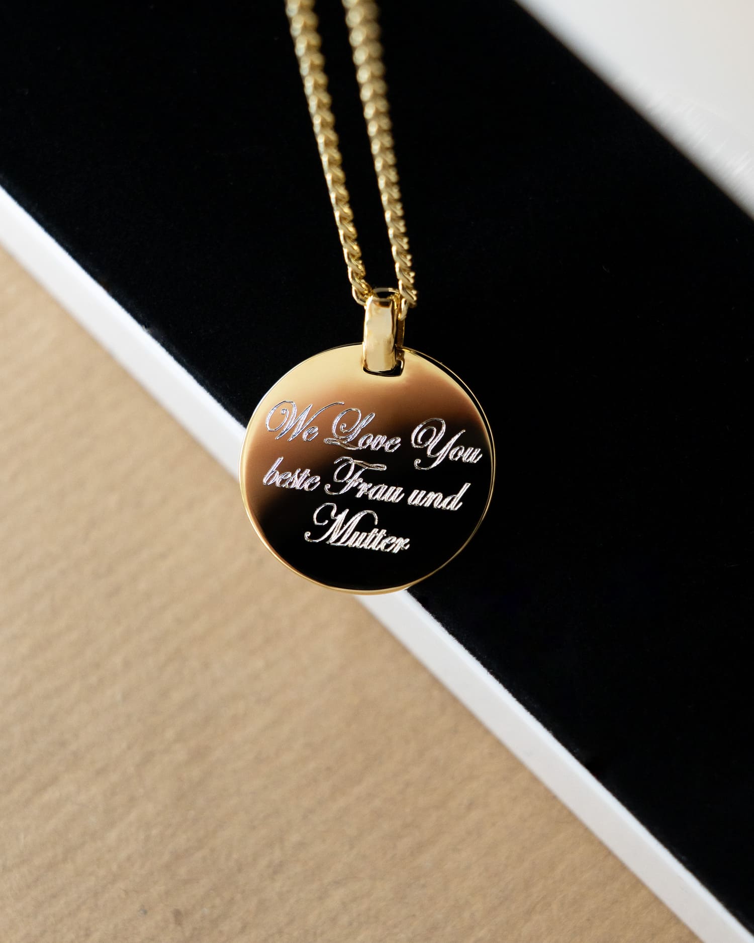 Engraved Plate Necklace Pendant Round Polished
