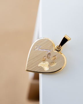 Heart Necklace Engraved Plate Pendant 15mm