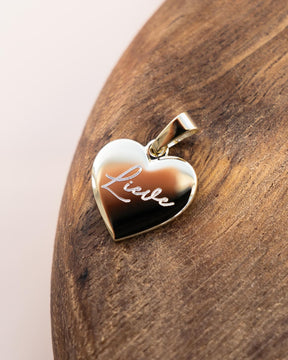 Hart ketting graveerplaatje hanger 15mm