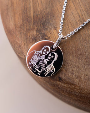 Image/Graphic Uploaded Engraving Plates Necklace Pendant Cubic Zirconia Round
