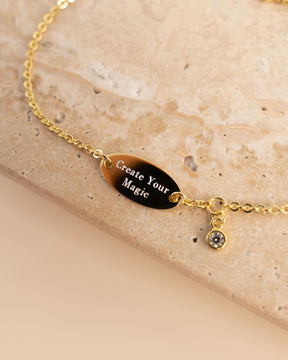 Engraving bracelet engraving plate oval zirconia