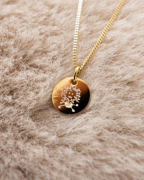 Engraved plates necklace pendant round 10mm