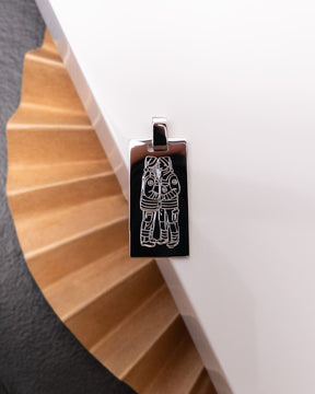 Engraved plate necklace pendant rectangle