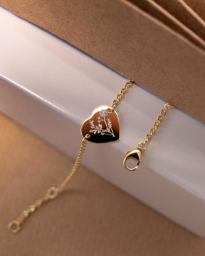 Engraved bracelet, engraving plate, heart