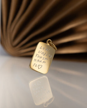 Handschrift geüpload gegraveerde platen ketting hanger vierkant