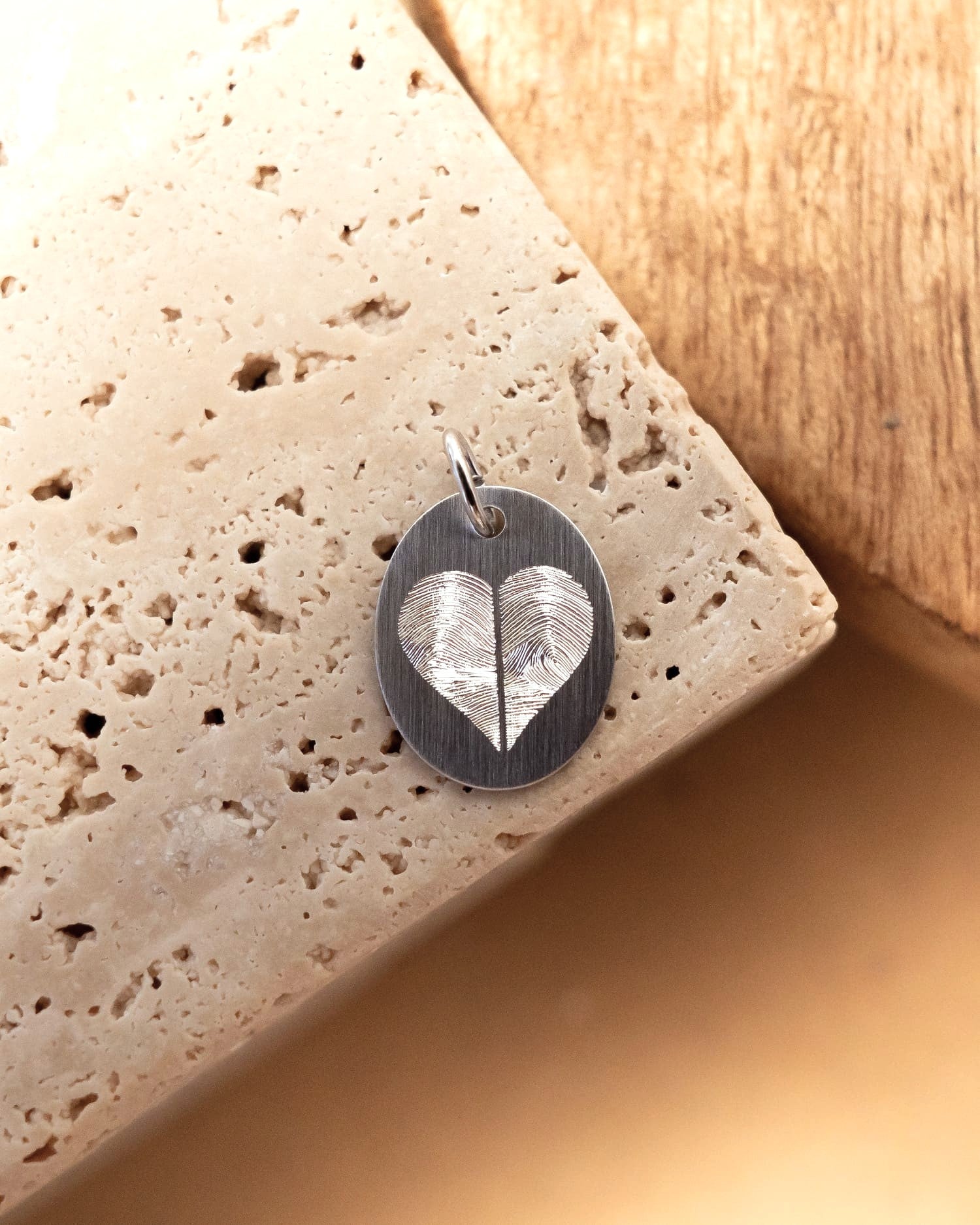 Engraved Plate Necklace Pendant Oval