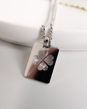Fingerprint engraving plates necklace pendant rectangle