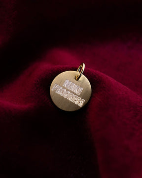 Engraved plate necklace pendant round 12mm