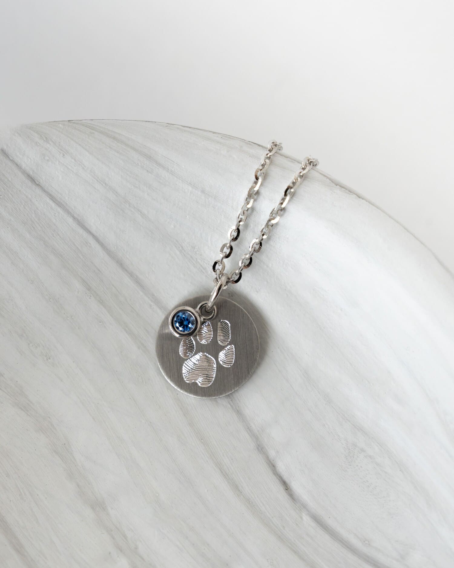 Gravurplatten Anhänger Halskette Zirkonia Blau 12mm