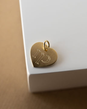 Heart Necklace Engraved Plate Pendant 13mm