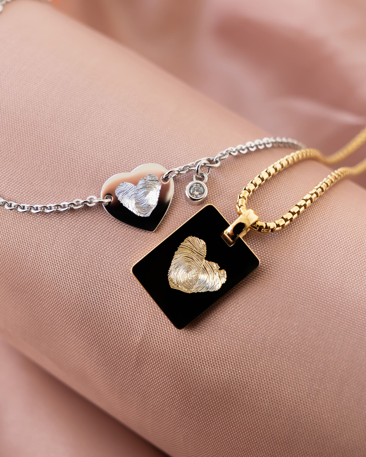 Engraved plate necklace pendant rectangle