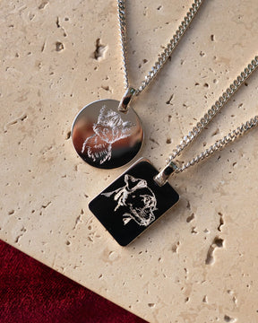 Engraved Plate Necklace Pendant Round Polished