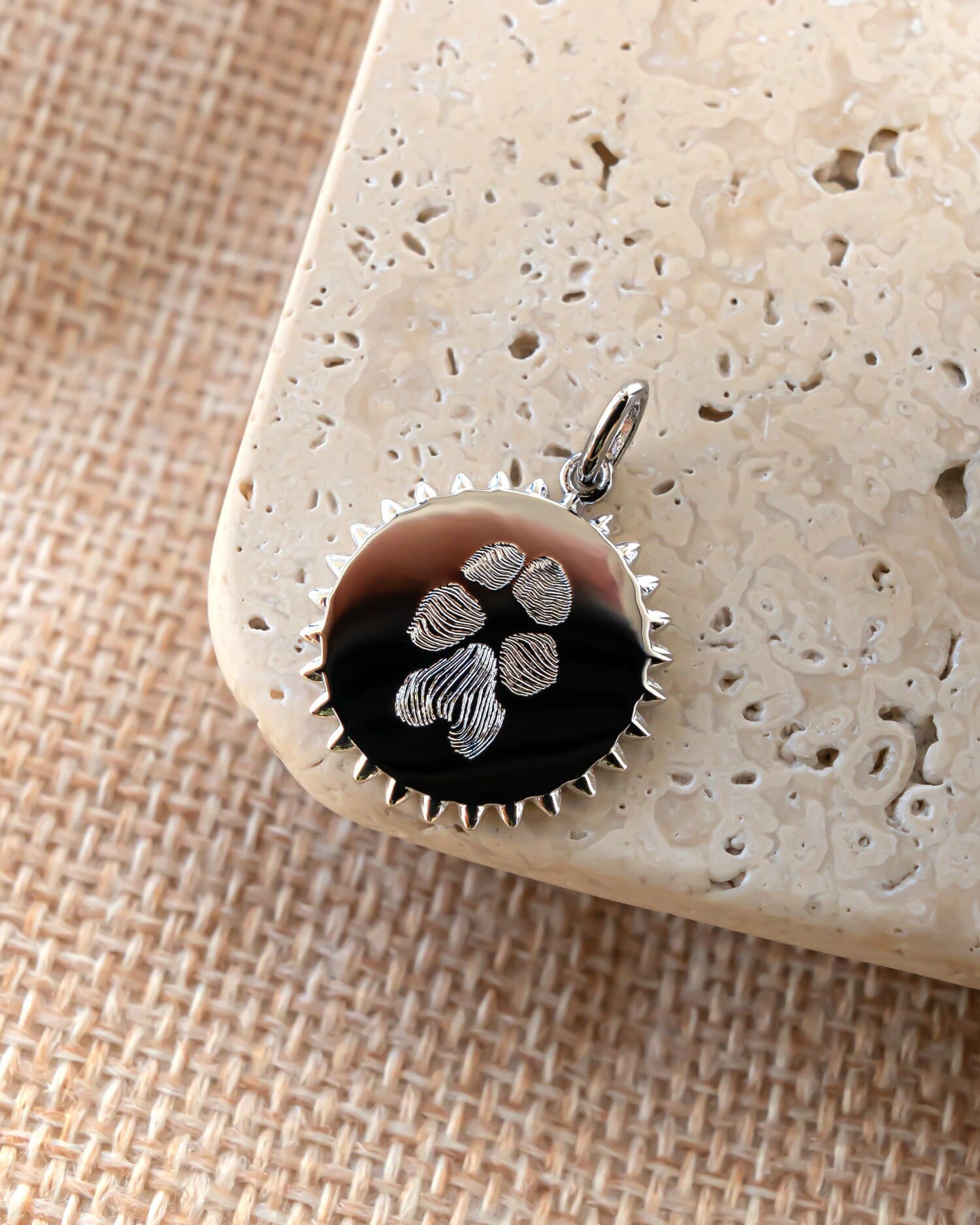 Paw Print Sun Necklace Engraved Plate Pendant