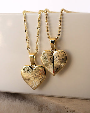 Heart Necklace Engraved Plate Pendant 12mm