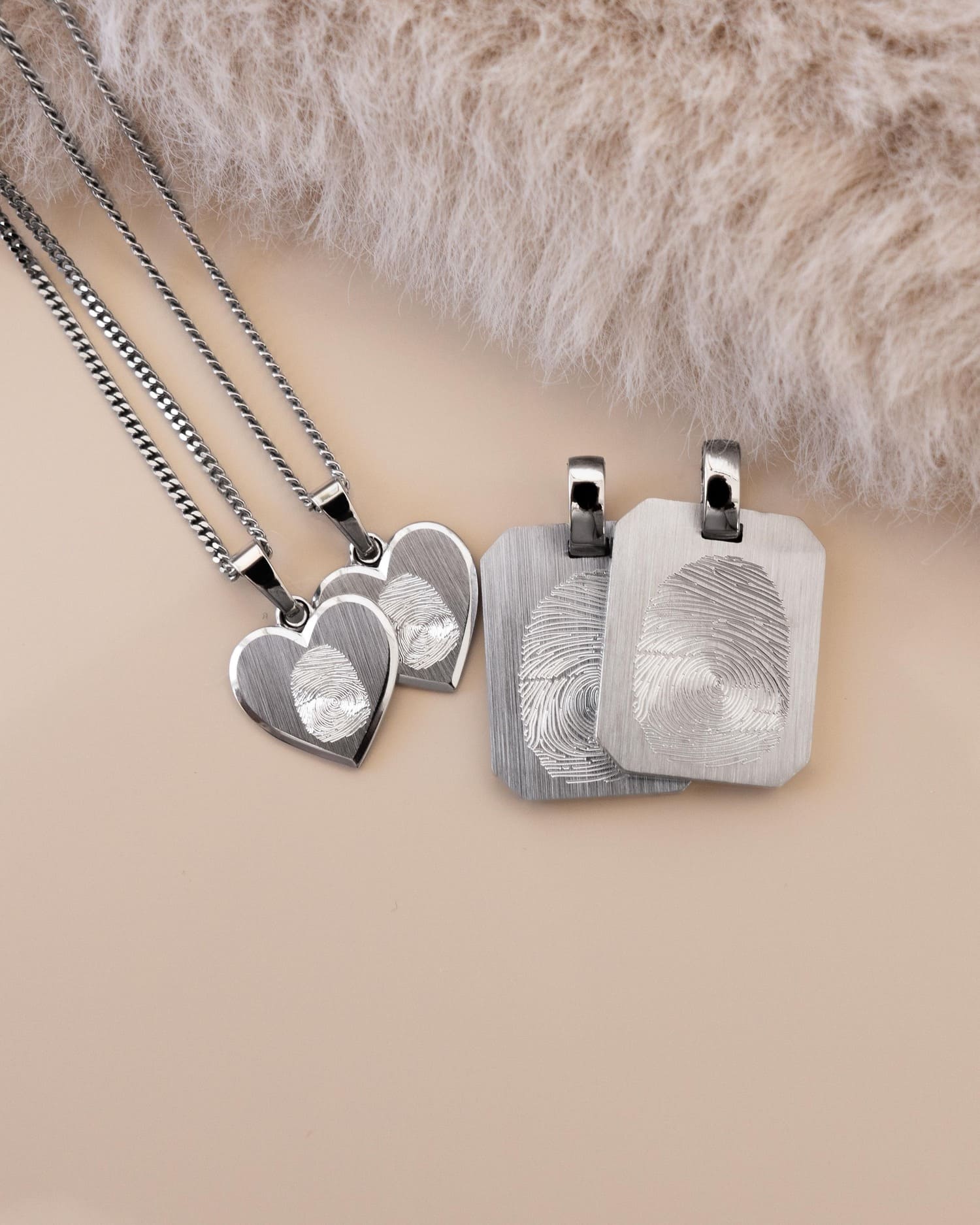 Vingerafdruk hart ketting graveren plaat hanger 12mm