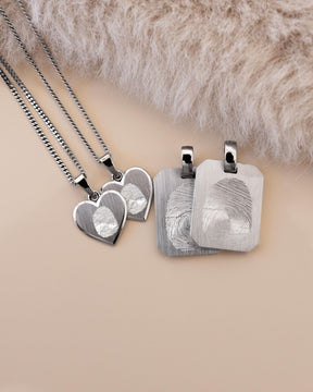 Vingerafdruk hart ketting graveren plaat hanger 12mm