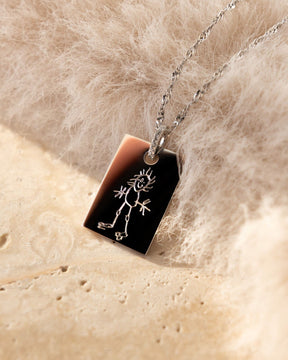 Image/Graphic Uploaded Engraving Plates Necklace Pendant Cubic Zirconia Square