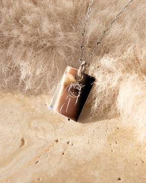 Image/Graphic Uploaded Engraving Plates Necklace Pendant Cubic Zirconia Square