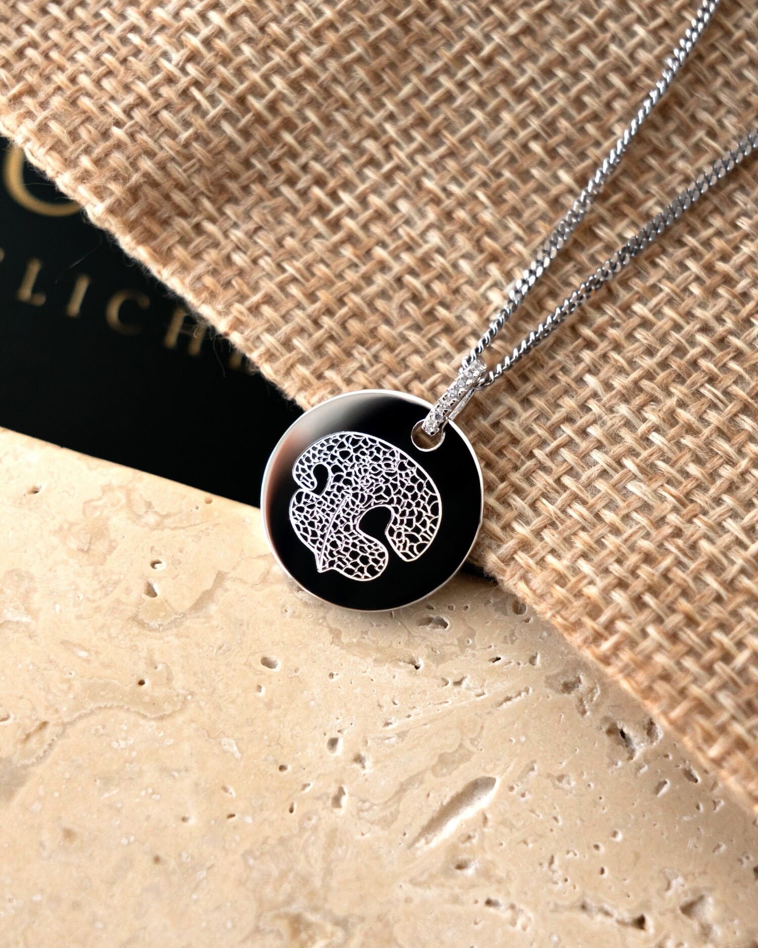 Engraving plates necklace pendant cubic zirconia round