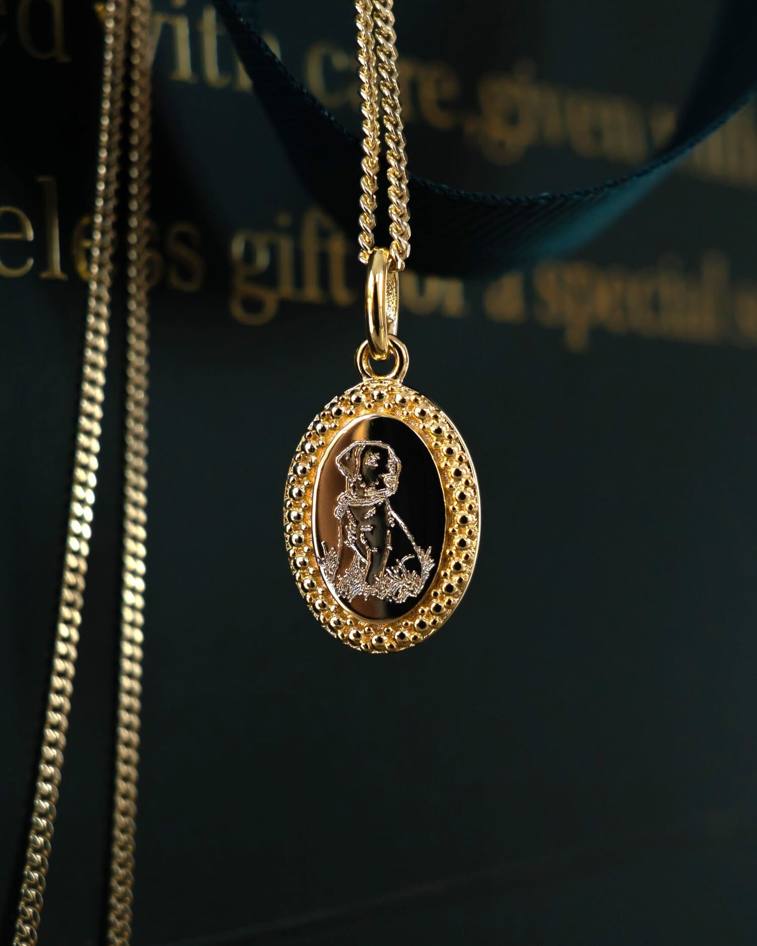 Engraving plates necklace pendant oval