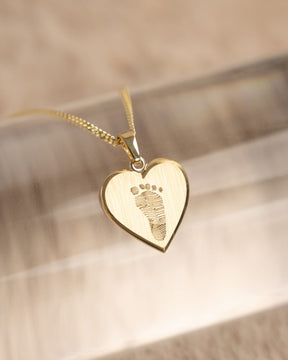 Heart Necklace Engraved Plate Pendant 12mm