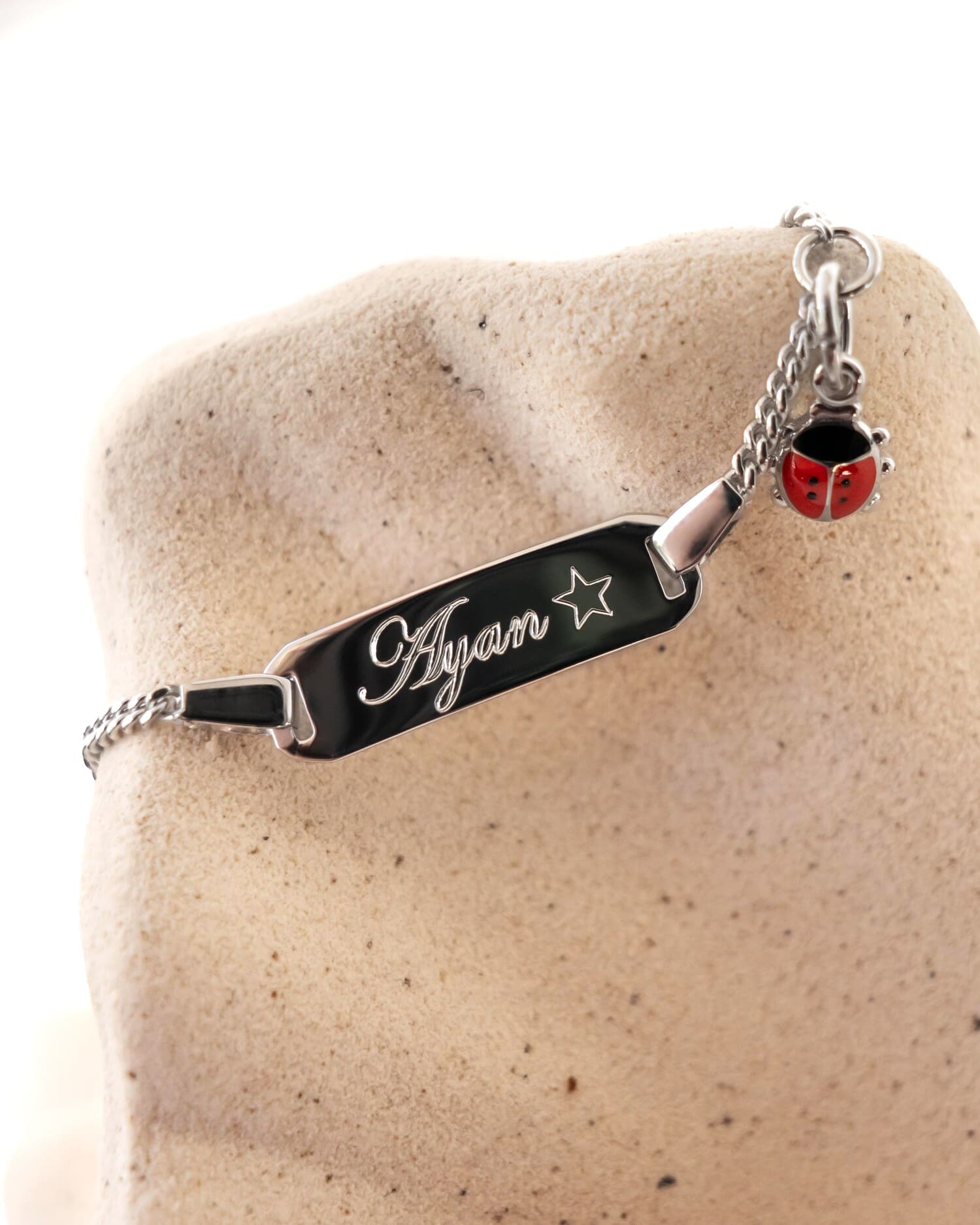 Engraved bracelet, engraving plate, ladybug