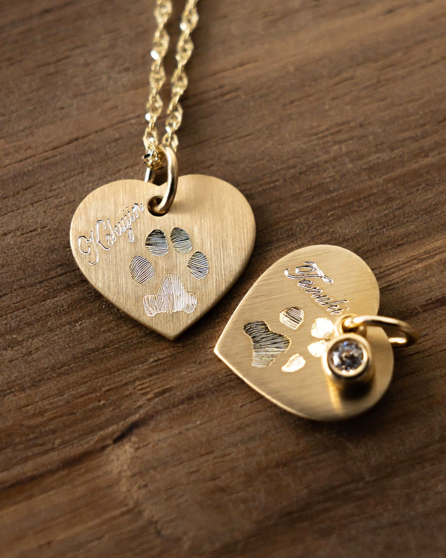Heart Necklace Engraved Plate Pendant 13mm