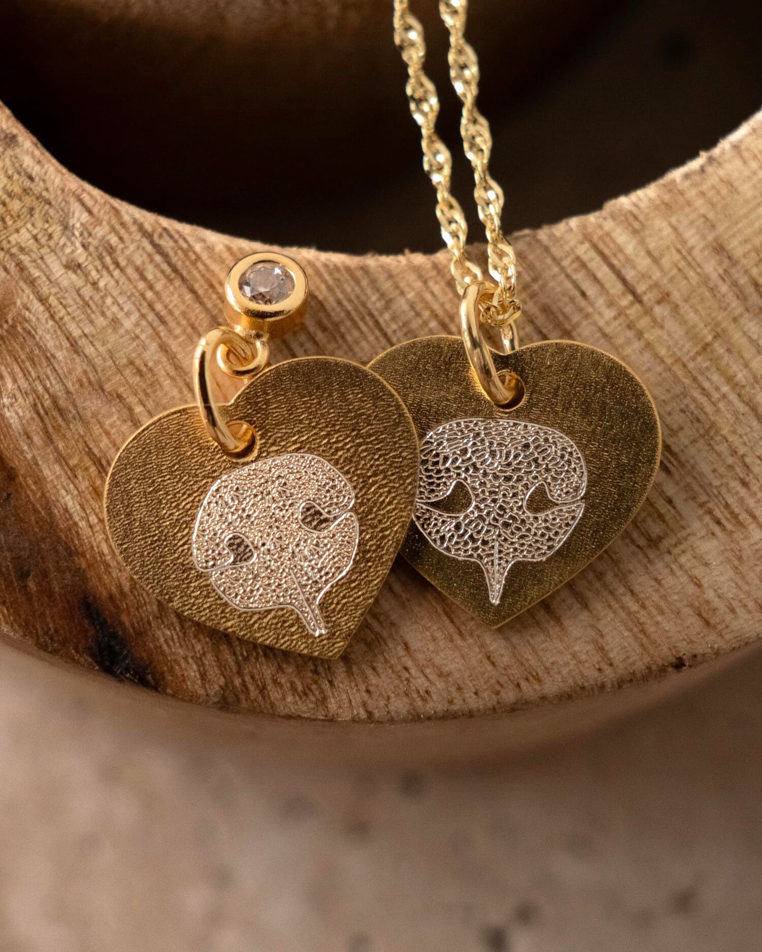 Heart Necklace Engraved Plate Pendant 13mm