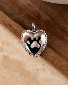 Paw Print Heart Necklace Engraved Plate Pendant
