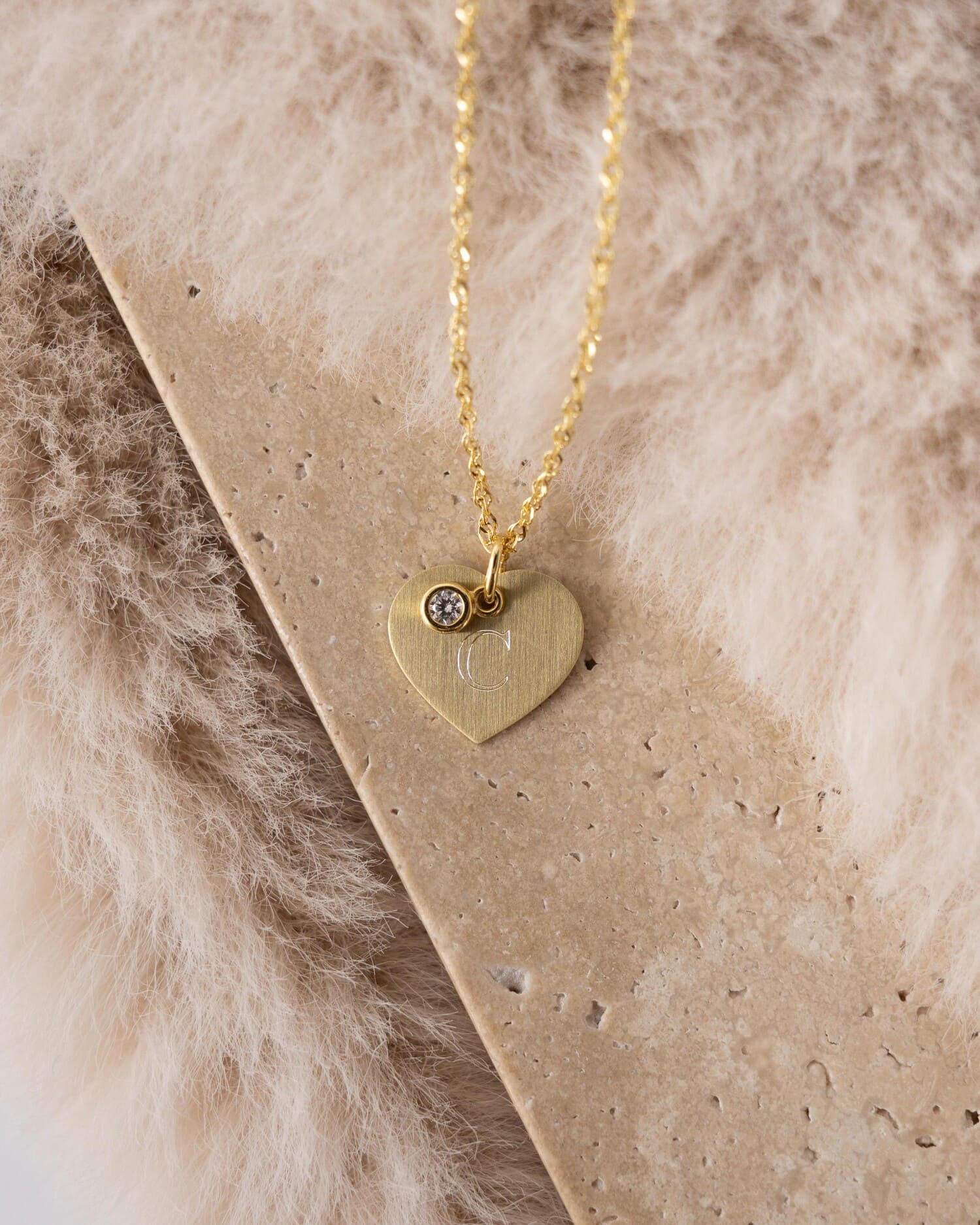 Heart necklace engraving plate pendant zirconia