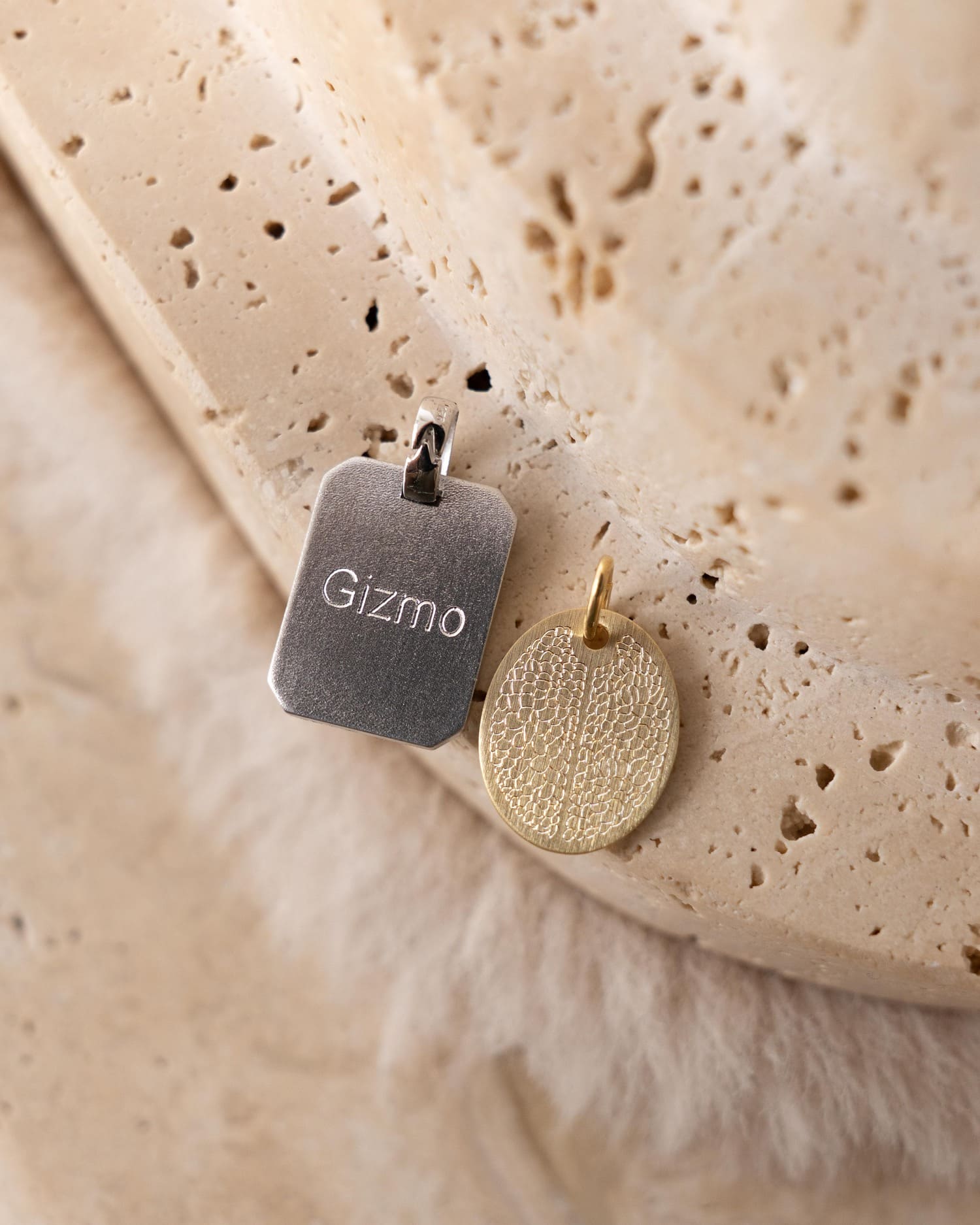 Engraved Plate Necklace Pendant Oval