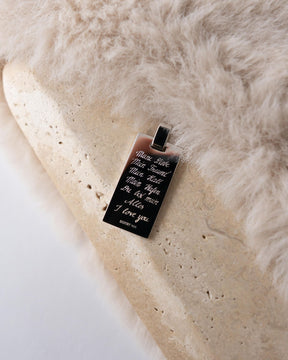Engraved plate necklace pendant rectangle