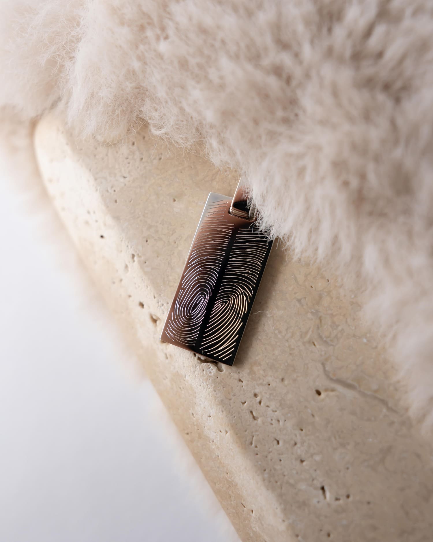 Engraved plate necklace pendant rectangle