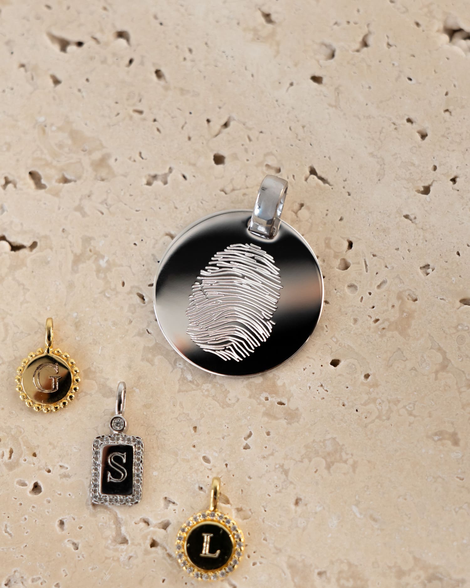 Engraved Plate Necklace Pendant Round Polished