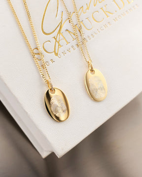 Engraved Plate Necklace Pendant Zirconia Oval