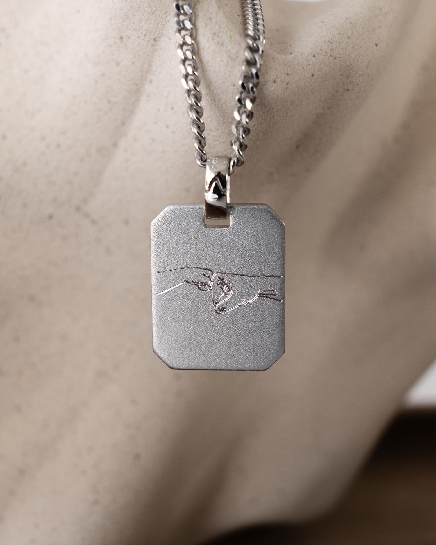 Engraved Plate Necklace Pendant Octagon