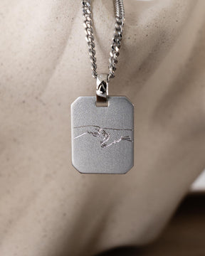 Engraved Plate Necklace Pendant Octagon