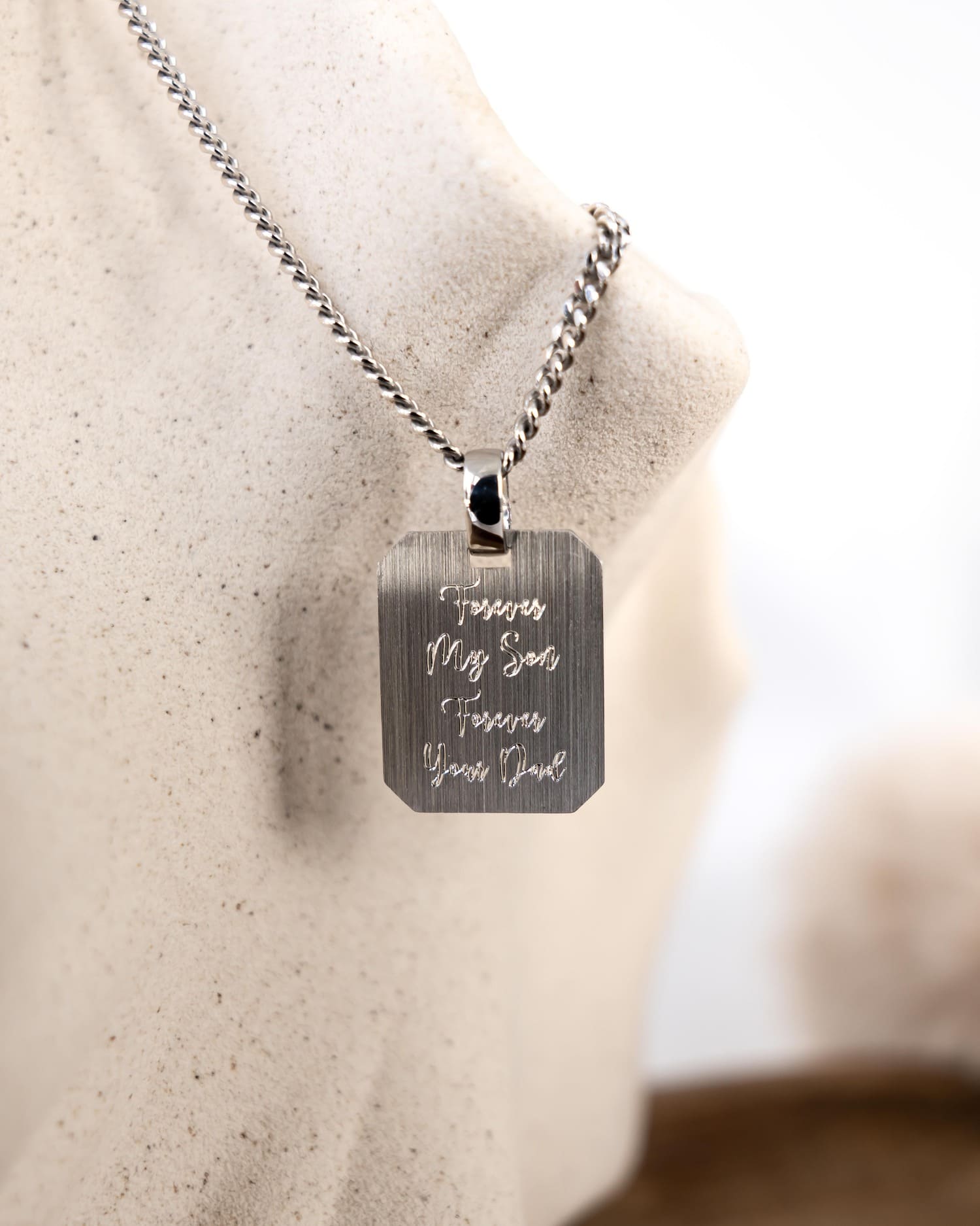 Engraved Plate Necklace Pendant Octagon