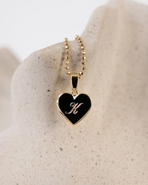 Initials heart necklace engraving plate pendant 12mm