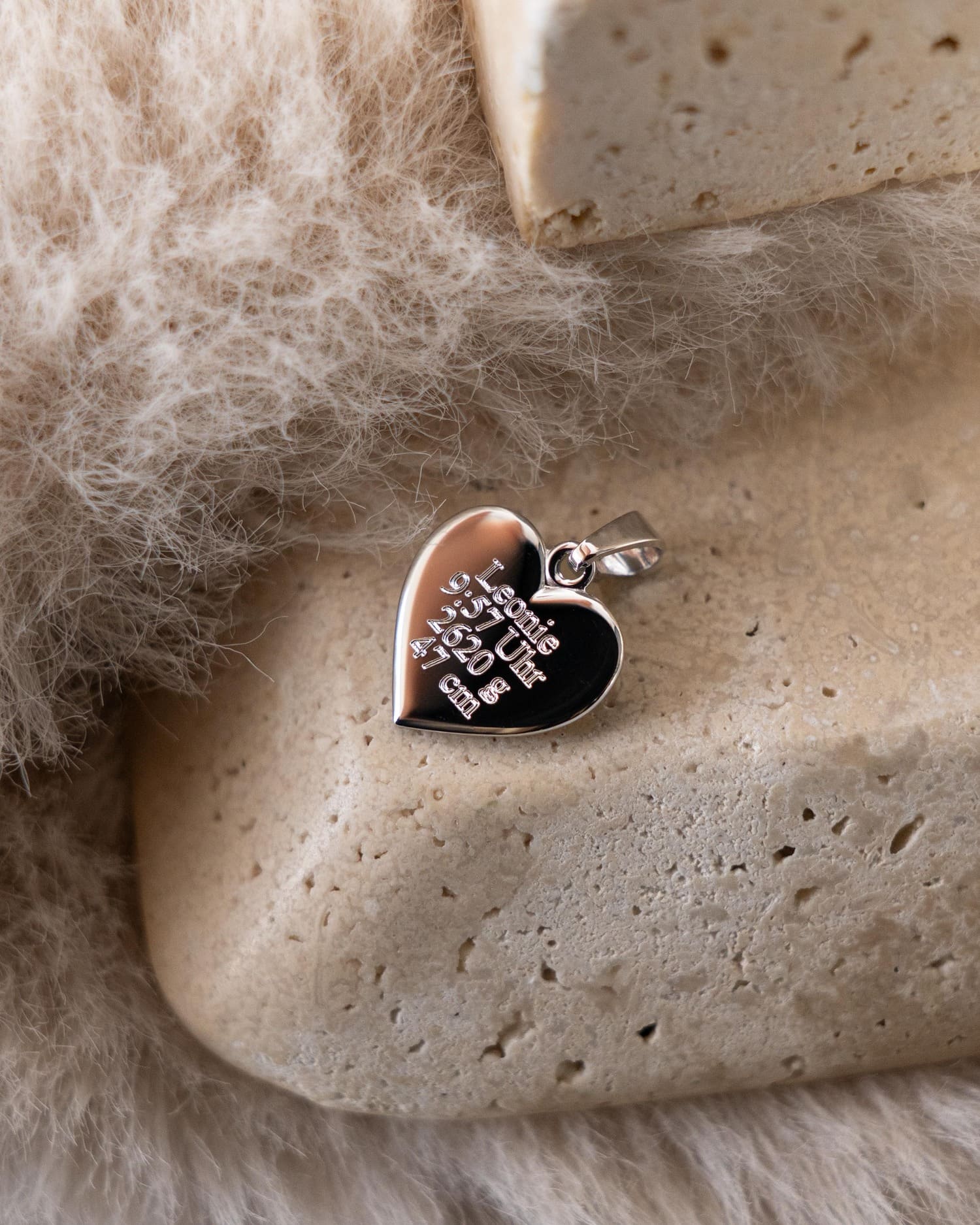 Heart Necklace Engraved Plate Pendant 12mm