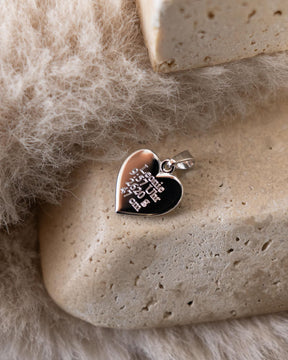 Heart Necklace Engraved Plate Pendant 12mm