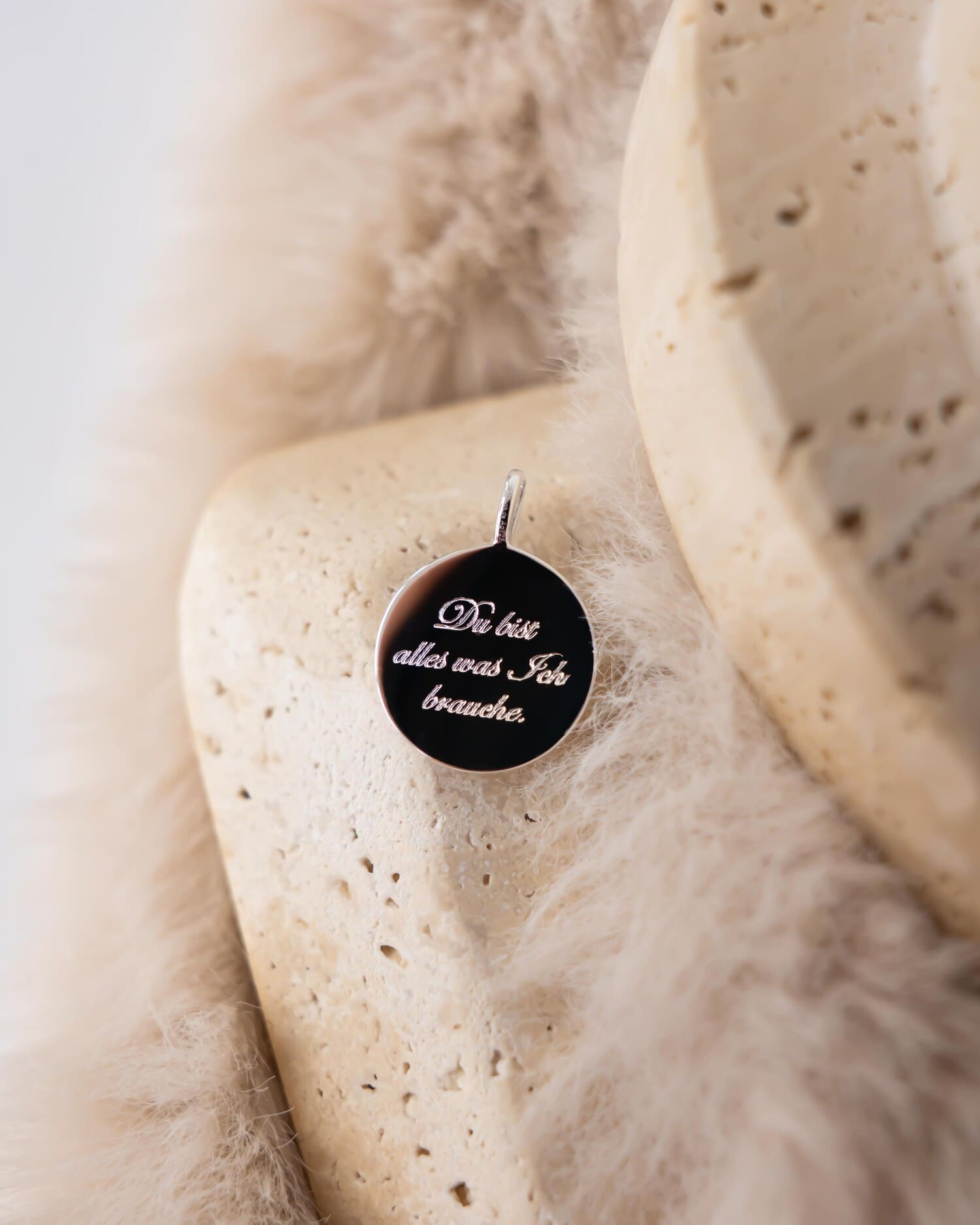 Engraving plates necklace pendant round zirconia 16mm