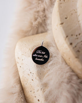 Engraving plates necklace pendant round zirconia 16mm