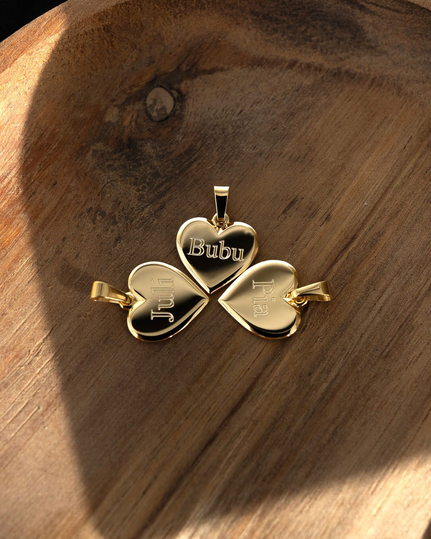 Heart Necklace Engraved Plate Pendant 15mm