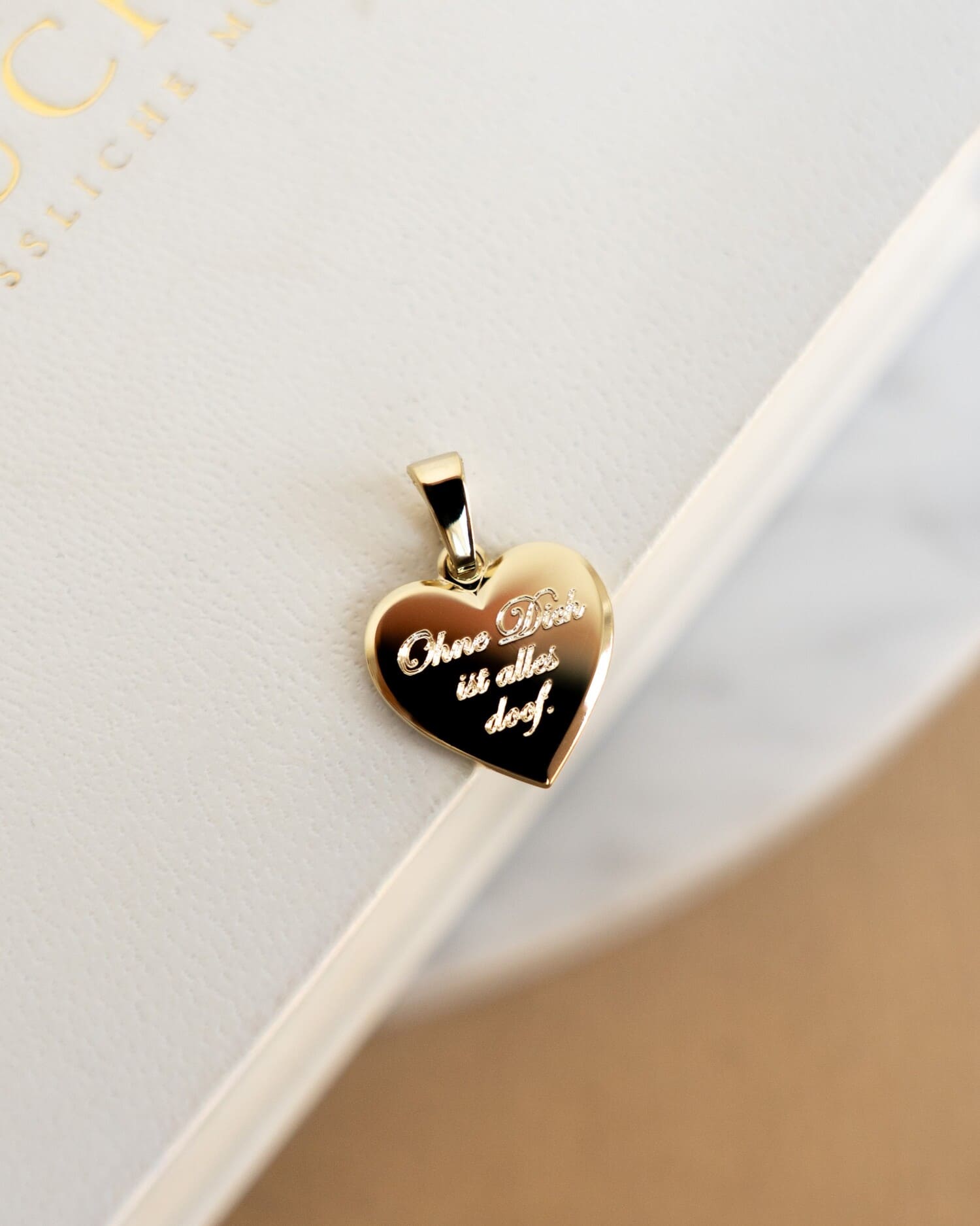 Heart Necklace Engraved Plate Pendant 12mm