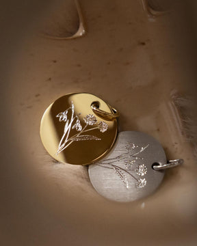 Engraving plates necklace pendant round 14mm
