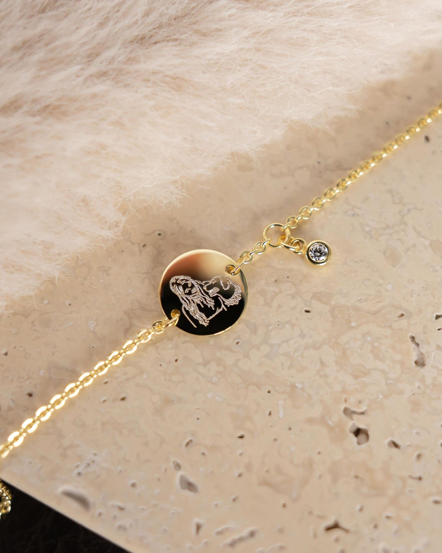 Graveerarmband graveerplaatje ronde zirkonia